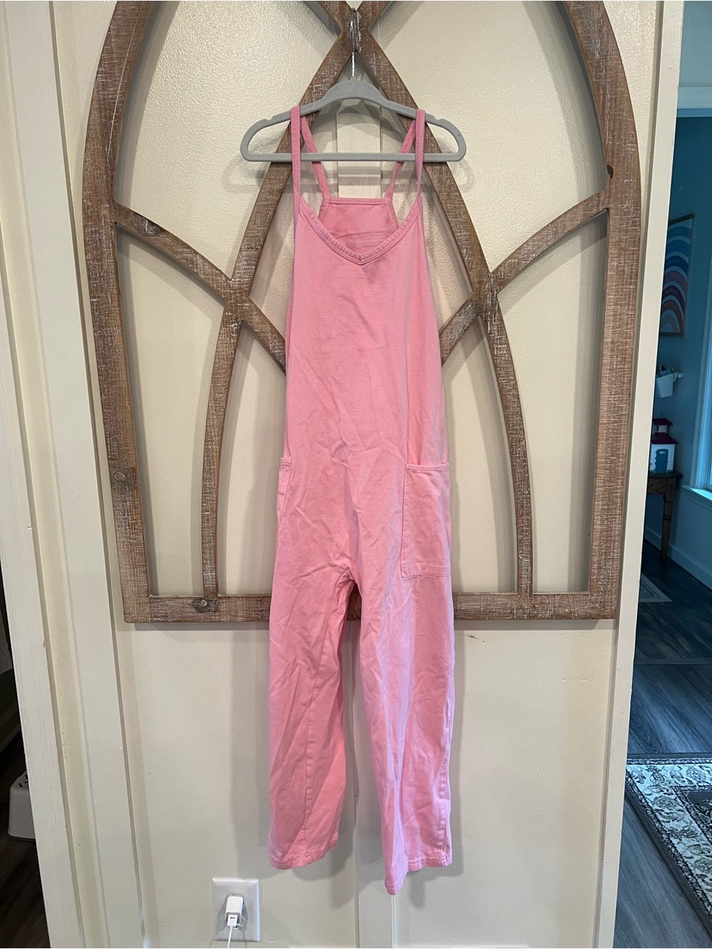 Kids Pink Cotton Overalls - size 7/8